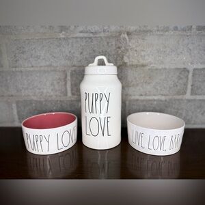 Rae Dunn Puppy Love Dog Bowl Set Treat Canister Live Love Bark